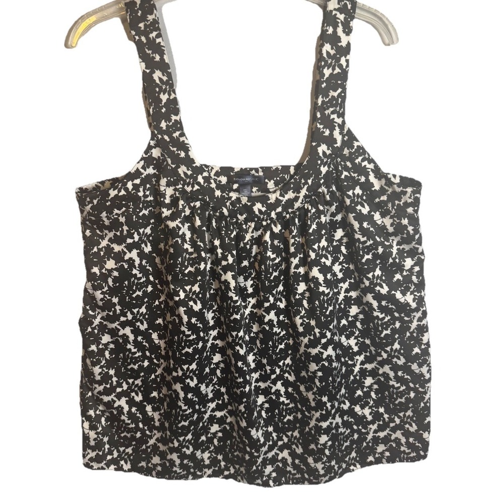 Banana Republic Women's Blouse Top Black And White Sleeveless XL